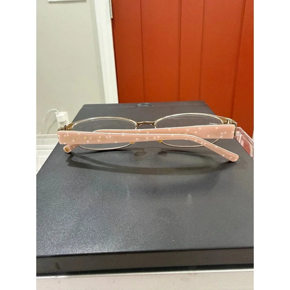 Kate Spade 9030 Women Reading Glasses Gold Peach Polka Dot Frames +2.00 Strength